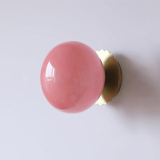 Round Opal Glass Wall Light with Brass Base