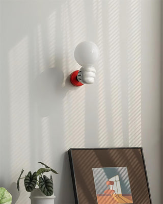 Playful Wall Lamp with Globe Bulb  - Hand Design