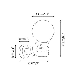 Playful Wall Lamp with Globe Bulb  - Hand Design