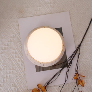 Travertine Globe Table Lamp With Rechargeable LED And Stone Base