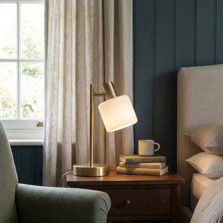Minimalist Adjustable Brass Desk Table Lamp With Porcelain Shade