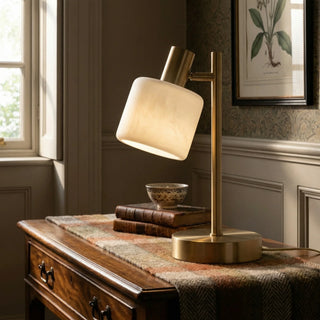 Minimalist Adjustable Brass Desk Table Lamp With Porcelain Shade