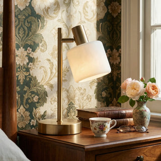 Minimalist Adjustable Brass Desk Table Lamp With Porcelain Shade