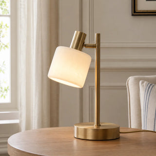 Minimalist Adjustable Brass Desk Table Lamp With Porcelain Shade