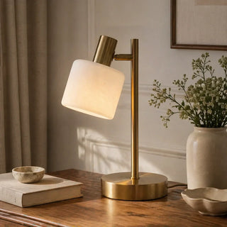 Minimalist Adjustable Brass Desk Table Lamp With Porcelain Shade