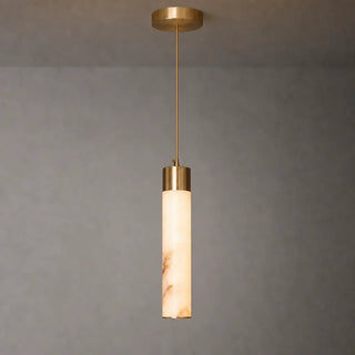 Minimalist Alabaster Brass Tube Pendant Light
