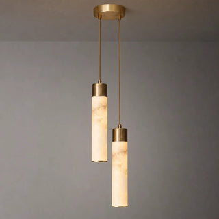 Minimalist Alabaster Brass Tube Pendant Light