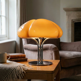Retro Orange Mushroom Table Lamp With Chrome Base