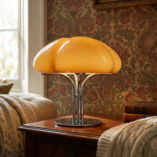 Retro Orange Mushroom Table Lamp With Chrome Base