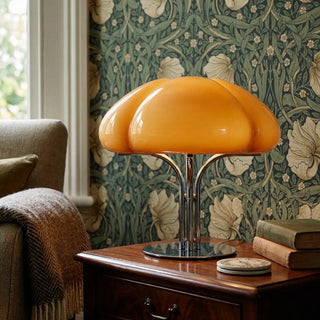 Retro Orange Mushroom Table Lamp With Chrome Base