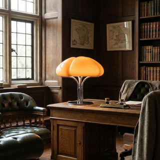 Retro Orange Mushroom Table Lamp With Chrome Base