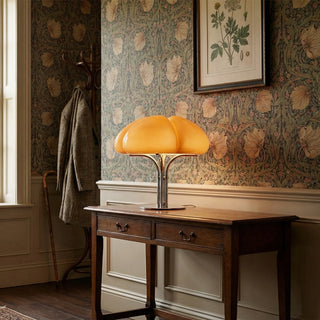 Retro Orange Mushroom Table Lamp With Chrome Base