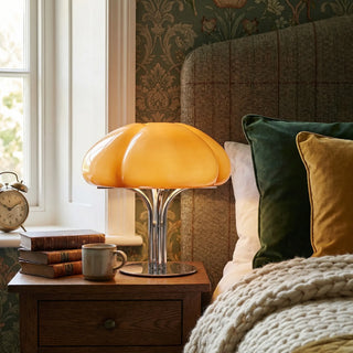 Retro Orange Mushroom Table Lamp With Chrome Base