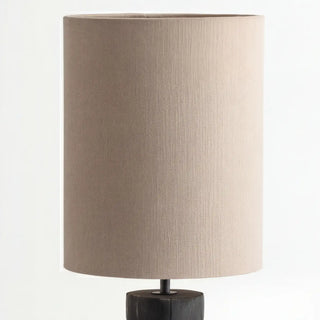 Sculptural Charred Wood Table Lamp With Linen Shade