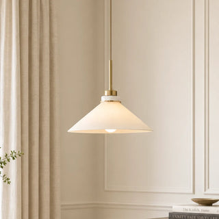 Milk Glass Cone Pendant Light