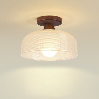 Elegant Solid Wood and Glass Ceiling Light