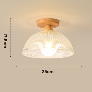 Elegant Solid Wood and Glass Ceiling Light