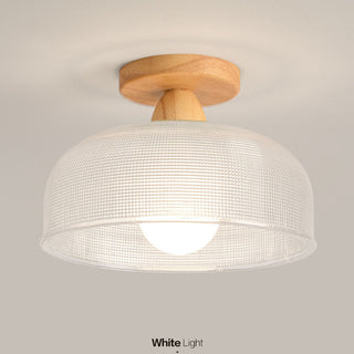 Elegant Solid Wood and Glass Ceiling Light