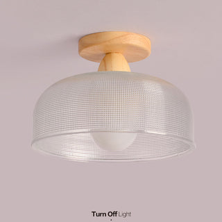Elegant Solid Wood and Glass Ceiling Light
