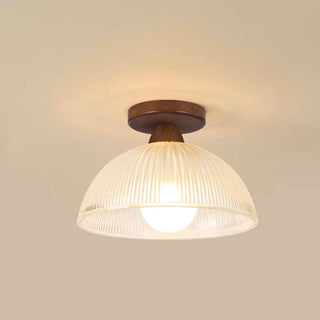 Elegant Solid Wood and Glass Ceiling Light