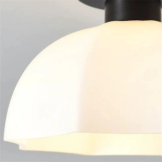 Ivory Ceramic Ceiling Light with Glass Shade