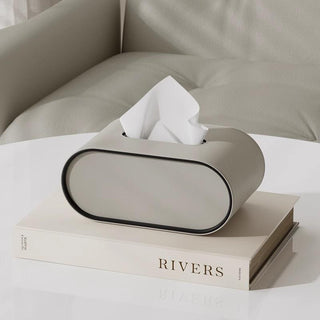 Elegant Oval Leather Tissue Box