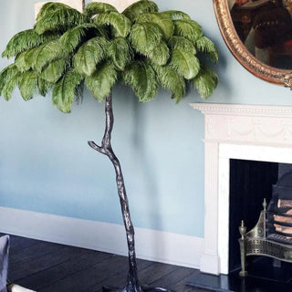 White Ostrich Feather Statement Luxury Floor Lamp