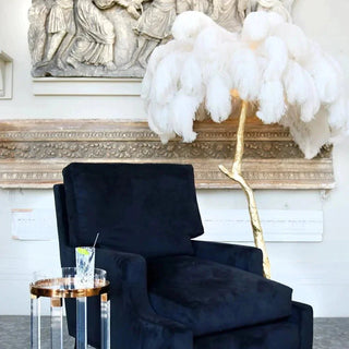 White Ostrich Feather Statement Luxury Floor Lamp