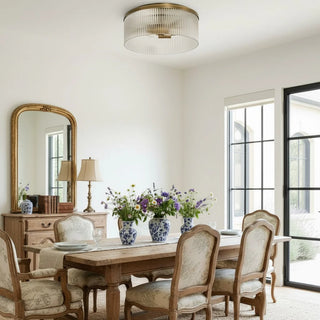 Retro Ribbed Glass Flush Mount Ceiling Light