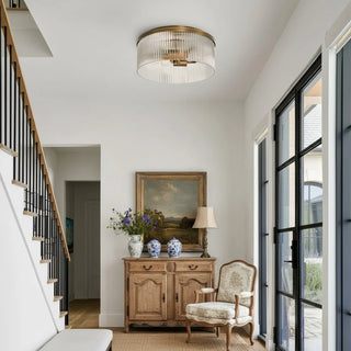 Retro Ribbed Glass Flush Mount Ceiling Light