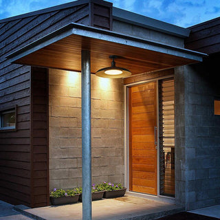 Black Round Semi-Flush Mount Outdoor Light