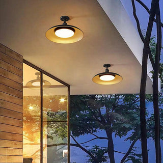 Black Round Semi-Flush Mount Outdoor Light