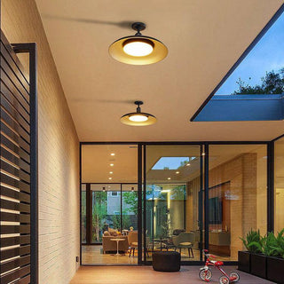 Black Round Semi-Flush Mount Outdoor Light