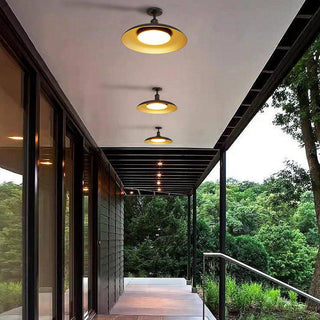 Black Round Semi-Flush Mount Outdoor Light