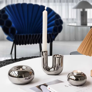 Elegant Minimalist Silver Candle Holder