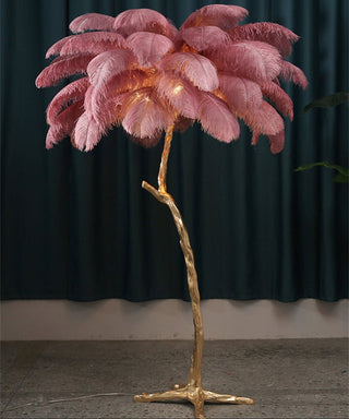 White Ostrich Feather Statement Luxury Floor Lamp