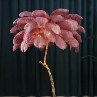 White Ostrich Feather Statement Luxury Floor Lamp