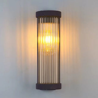 Cylindrical Metal and Glass Outdoor Wall Lamp