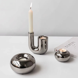 Elegant Minimalist Silver Candle Holder