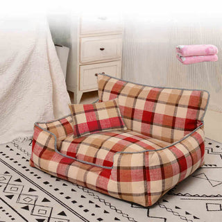 Cozy Pet Sofa Bed with Blanket & Pillow