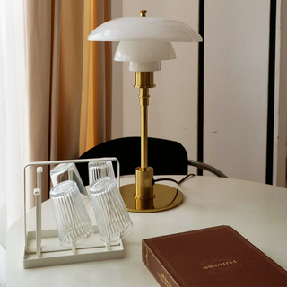 Danish Amber Glass Table Lamp – Timeless Scandinavian Elegance