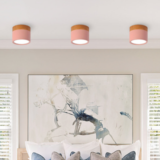 Minimalist Aluminum Ceiling Light with Wood Accent