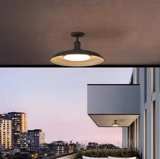 Black Round Semi-Flush Mount Outdoor Light