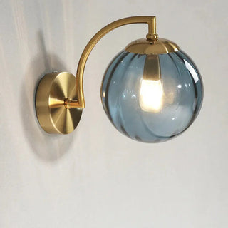 Ribbed Glass LED Wall Light with Brass Arm