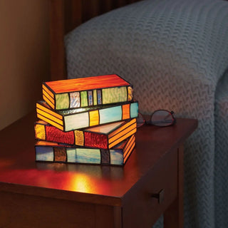 Unique Book-Inspired Stained Glass Lamp