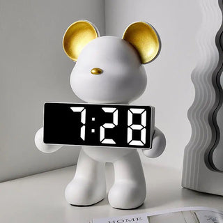 Digital Clock with Chrome Teddy Bear