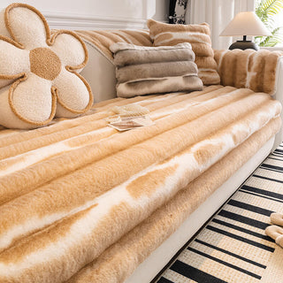 Gradient Stripe Plush Sofa Cover