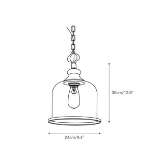 Vintage Glass Pendant Light With Elegant Copper Accents