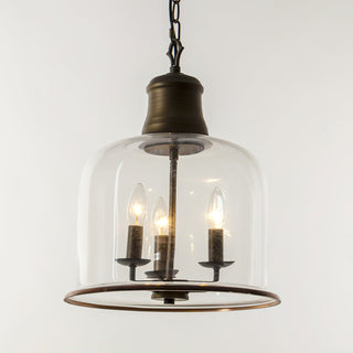 Vintage Glass Pendant Light With Elegant Copper Accents
