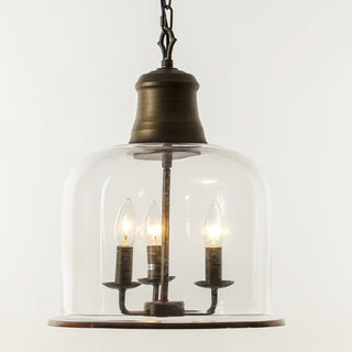 Vintage Glass Pendant Light With Elegant Copper Accents